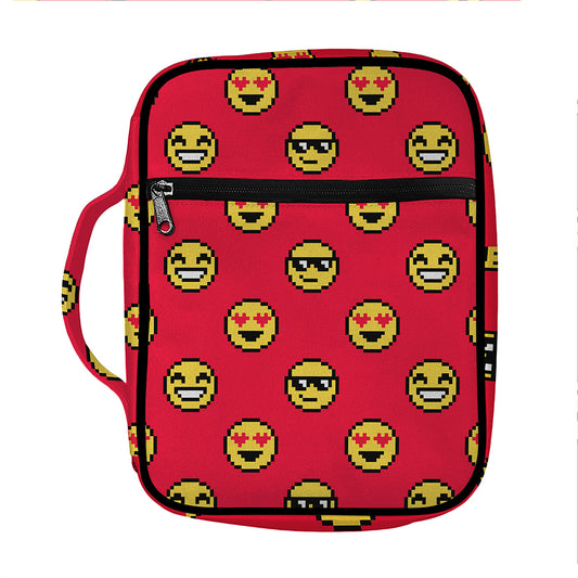 8-Bit Emoji Pattern Print Front Pocket Bible Bag