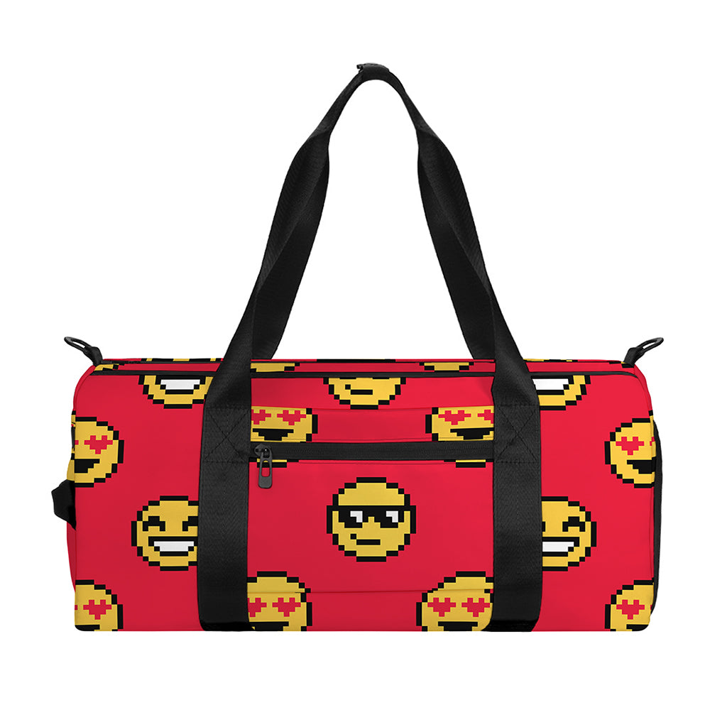 8-Bit Emoji Pattern Print Gym Bag