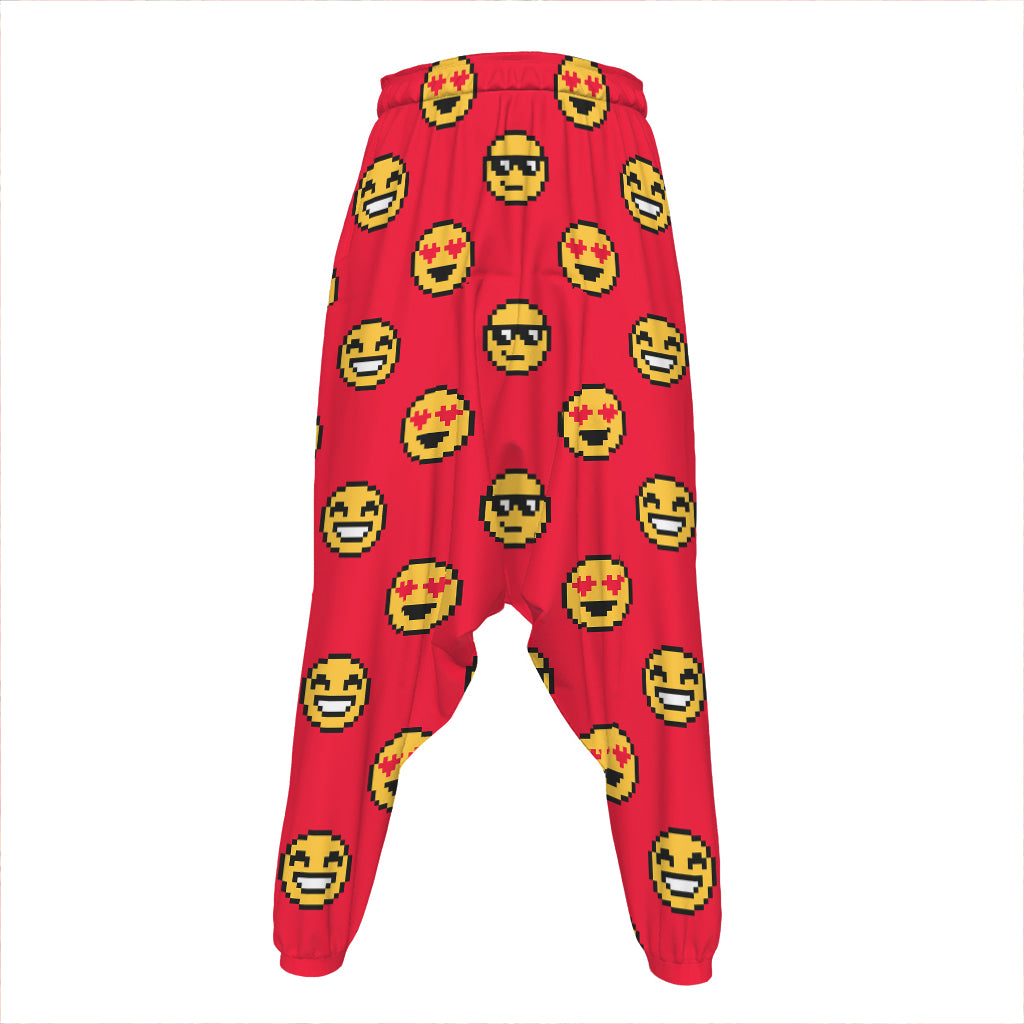 8-Bit Emoji Pattern Print Hammer Pants
