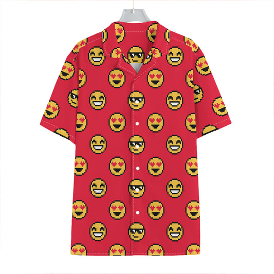 8-Bit Emoji Pattern Print Hawaiian Shirt