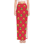 8-Bit Emoji Pattern Print High Slit Maxi Skirt