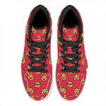8-Bit Emoji Pattern Print High Top Leather Sneakers
