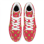 8-Bit Emoji Pattern Print High Top Leather Sneakers