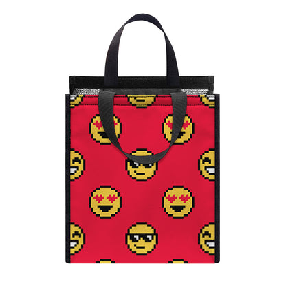 8-Bit Emoji Pattern Print Insulated Lunch Tote