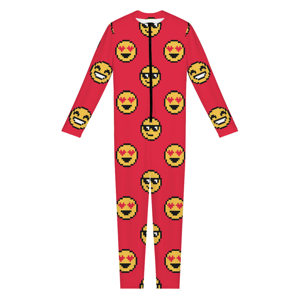 8-Bit Emoji Pattern Print Jumpsuit