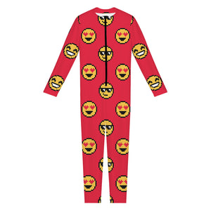 8-Bit Emoji Pattern Print Jumpsuit