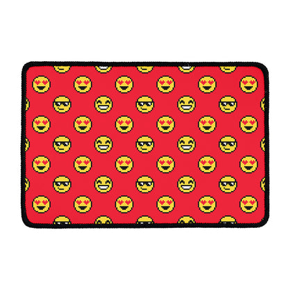 8-Bit Emoji Pattern Print Kitchen Mat