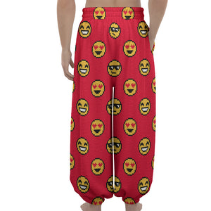 8-Bit Emoji Pattern Print Lantern Pants