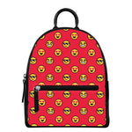 8-Bit Emoji Pattern Print Leather Backpack