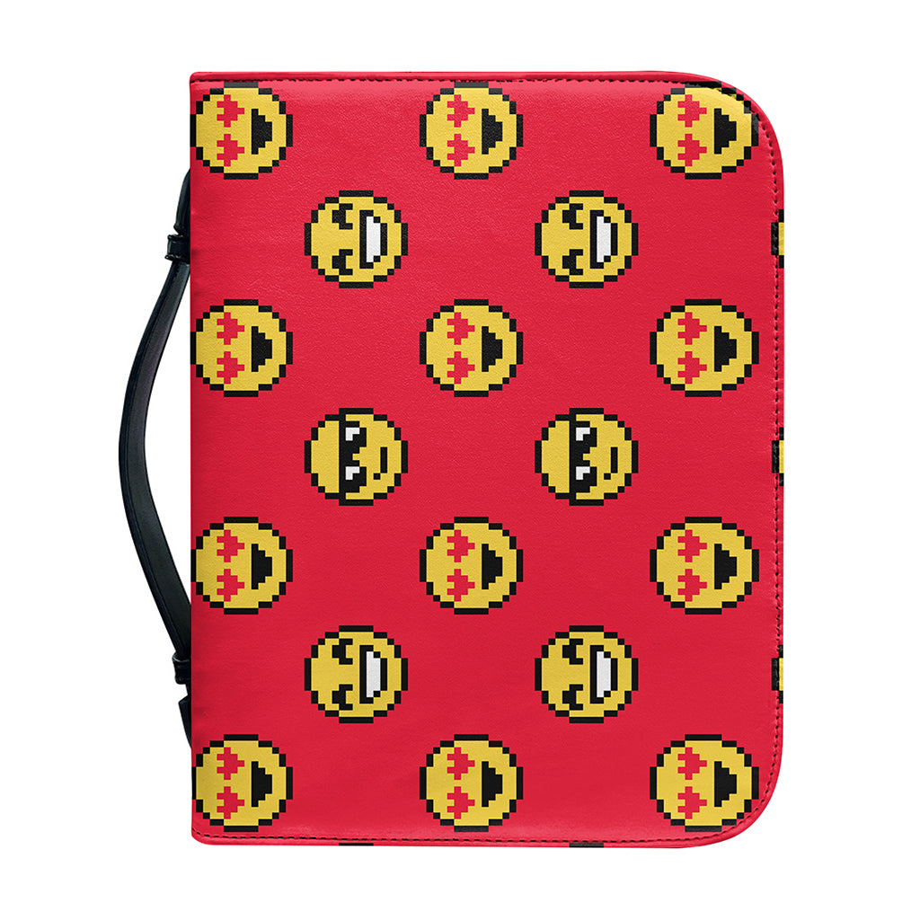 8-Bit Emoji Pattern Print Leather Bible Cover