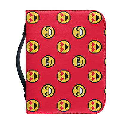 8-Bit Emoji Pattern Print Leather Bible Cover