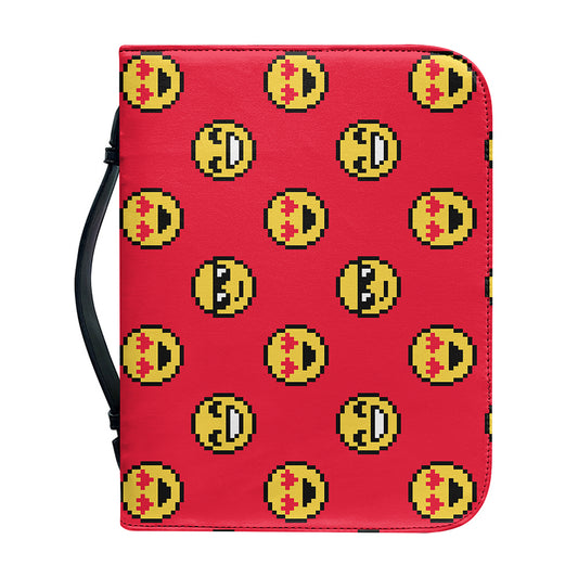 8-Bit Emoji Pattern Print Leather Bible Cover