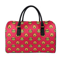8-Bit Emoji Pattern Print Leather Duffel Bag