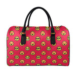 8-Bit Emoji Pattern Print Leather Duffle Bag