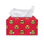 8-Bit Emoji Pattern Print Leather Tissue Box Cover