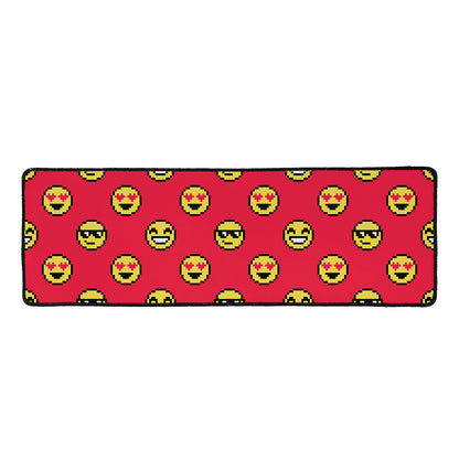 8-Bit Emoji Pattern Print Long Kitchen Mat