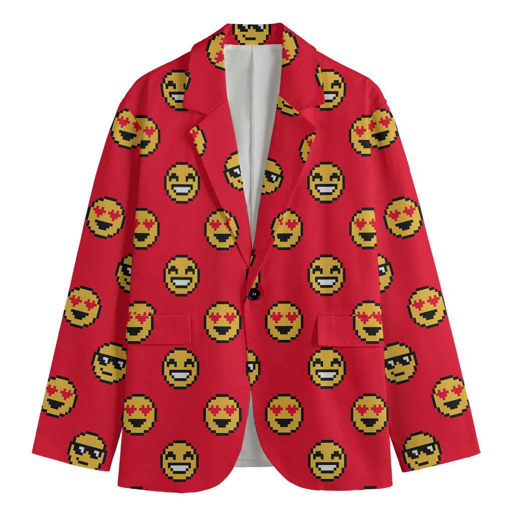 8-Bit Emoji Pattern Print Men's Blazer