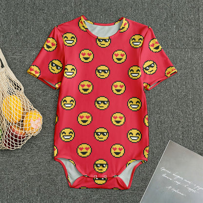 8-Bit Emoji Pattern Print Men's Bodysuit