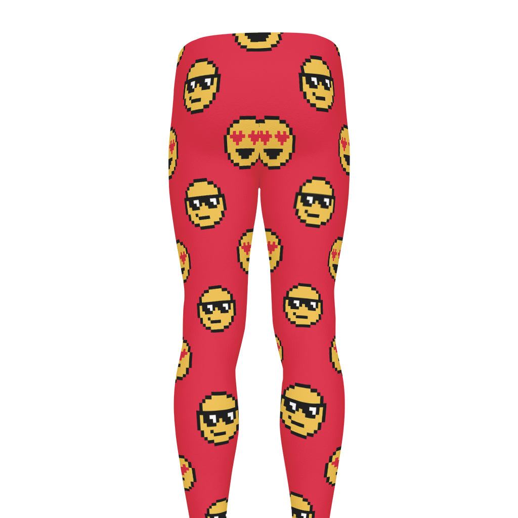 8-Bit Emoji Pattern Print Men's leggings