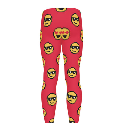 8-Bit Emoji Pattern Print Men's leggings