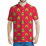 8-Bit Emoji Pattern Print Men's Polo Shirt