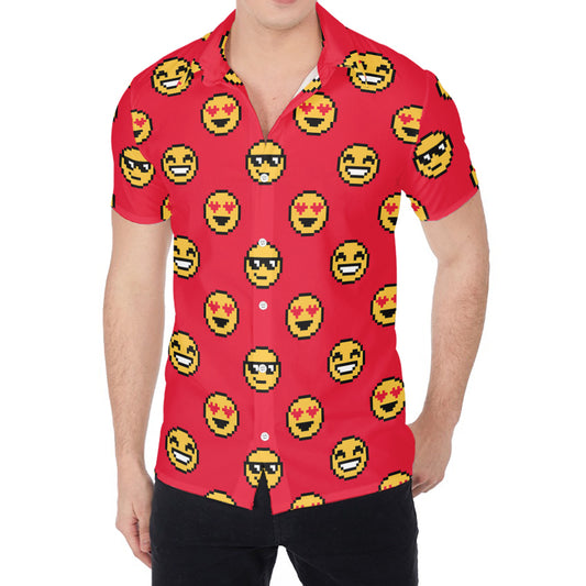 8-Bit Emoji Pattern Print Men's Shirt