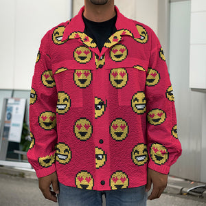 8-Bit Emoji Pattern Print Men's Shirt Jacket