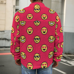 8-Bit Emoji Pattern Print Men's Shirt Jacket