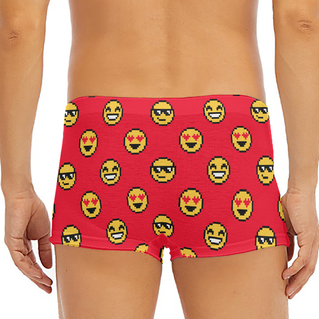 8-Bit Emoji Pattern Print Men's Short Boxer Briefs