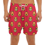 8-Bit Emoji Pattern Print Men's Split Running Shorts