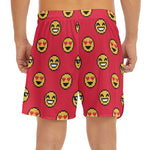 8-Bit Emoji Pattern Print Men's Split Running Shorts