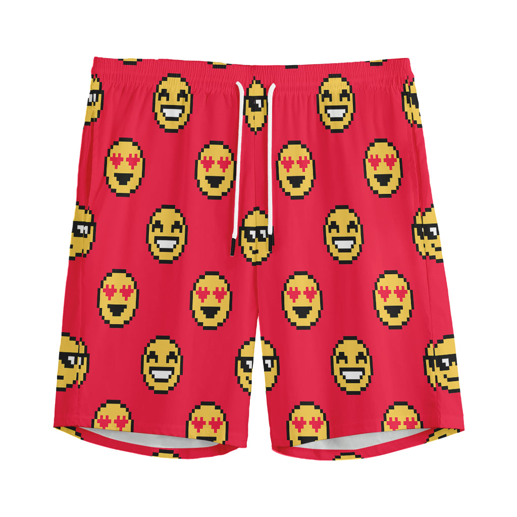 8-Bit Emoji Pattern Print Men's Sports Shorts