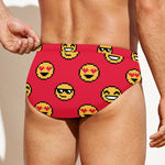 8-Bit Emoji Pattern Print Men's Swim Briefs