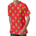 8-Bit Emoji Pattern Print Men's Velvet T-Shirt