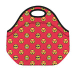 8-Bit Emoji Pattern Print Neoprene Lunch Bag