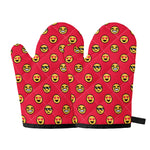8-Bit Emoji Pattern Print Oven Mitts