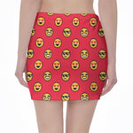 8-Bit Emoji Pattern Print Pencil Mini Skirt