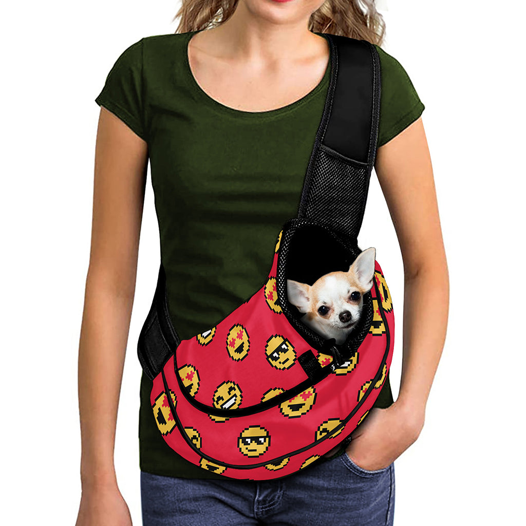 8-Bit Emoji Pattern Print Pet Sling Carrier