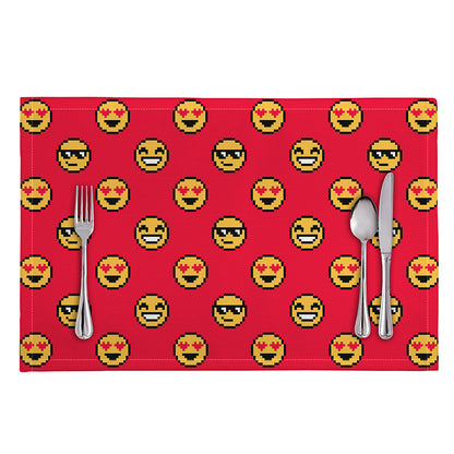 8-Bit Emoji Pattern Print Placemat