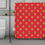 8-Bit Emoji Pattern Print Polyester Shower Curtain