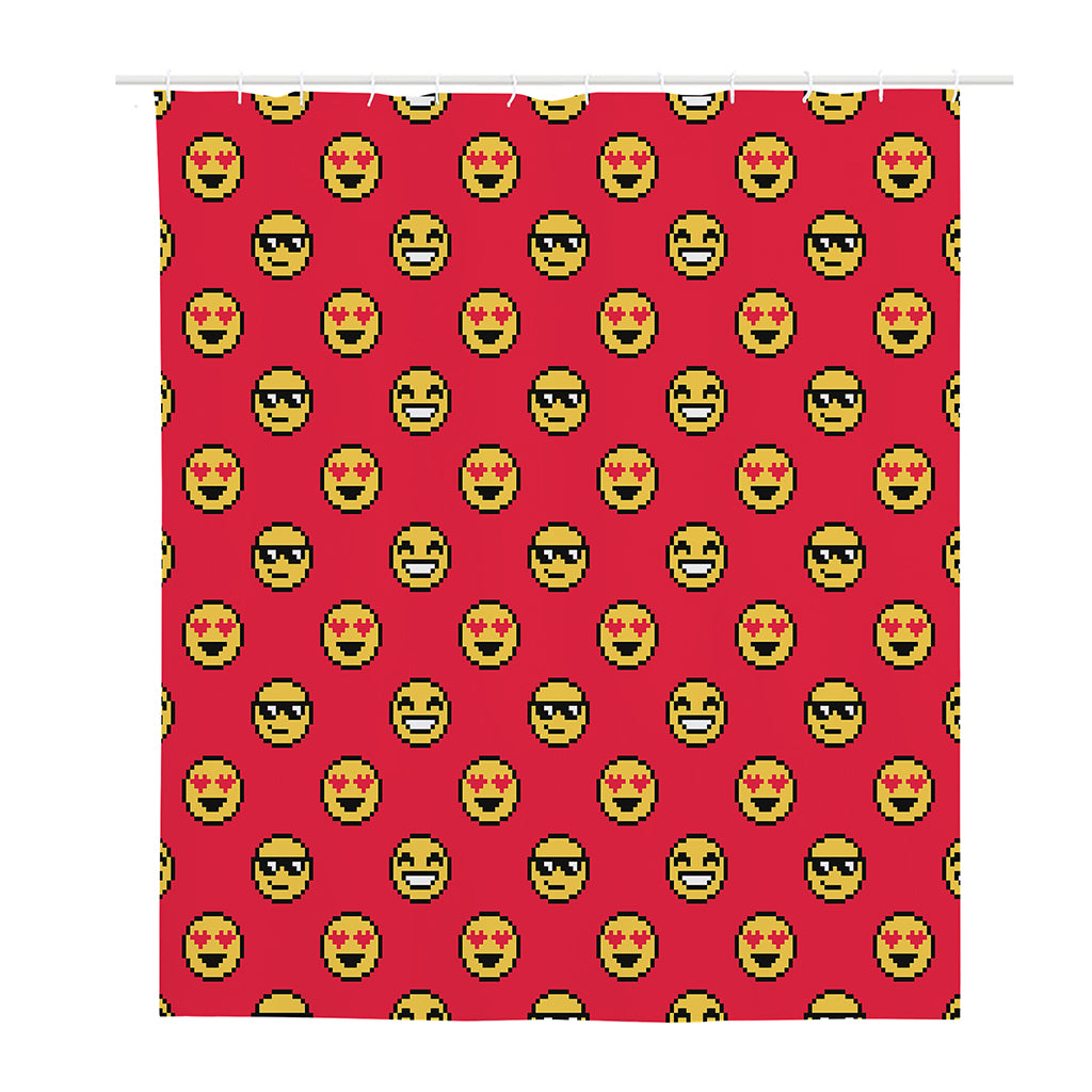 8-Bit Emoji Pattern Print Polyester Shower Curtain