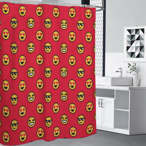 8-Bit Emoji Pattern Print Premium Shower Curtain