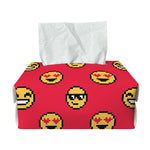 8-Bit Emoji Pattern Print Rectangle Tissue Box Cover