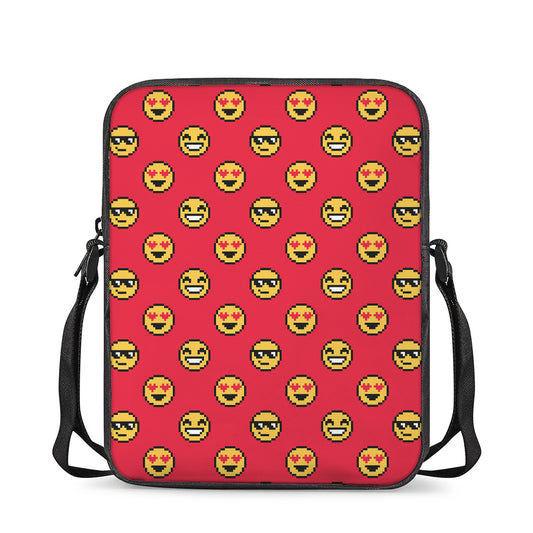 8-Bit Emoji Pattern Print Rectangular Crossbody Bag