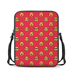 8-Bit Emoji Pattern Print Rectangular Crossbody Bag