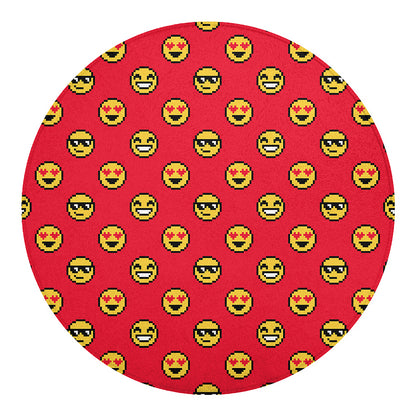 8-Bit Emoji Pattern Print Round Blanket