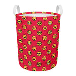 8-Bit Emoji Pattern Print Round Laundry Basket