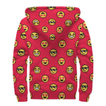 8-Bit Emoji Pattern Print Sherpa Lined Zip Up Hoodie