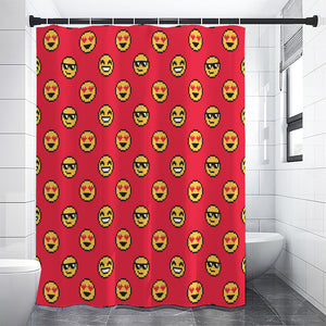 8-Bit Emoji Pattern Print Shower Curtain