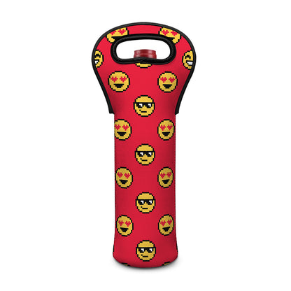 8-Bit Emoji Pattern Print Single Neoprene Wine Tote